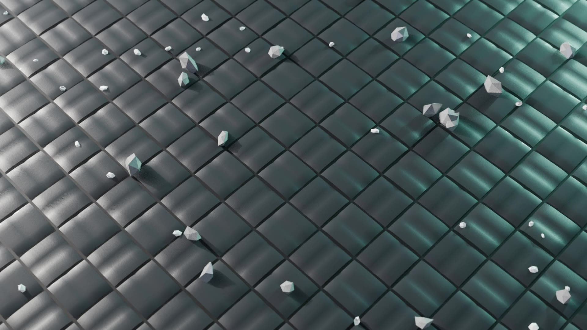 3D render of a carbon weave face with large and small diamond particles, modeled on the Diamond Tough surface