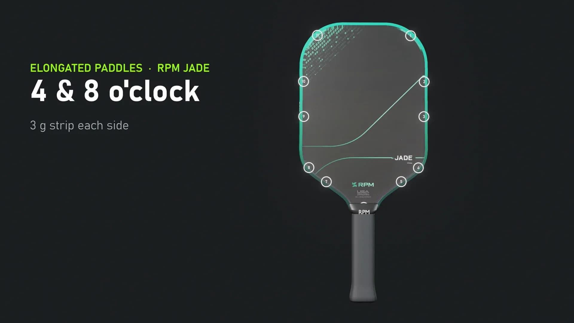 RPM Jade with lead tape placement at 4 and 8 o clock, 3 grams per side